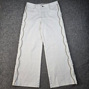 Sasha Therese Jeans Womens Large 34x31 White Baggy Wide Leg Pants Bohemian